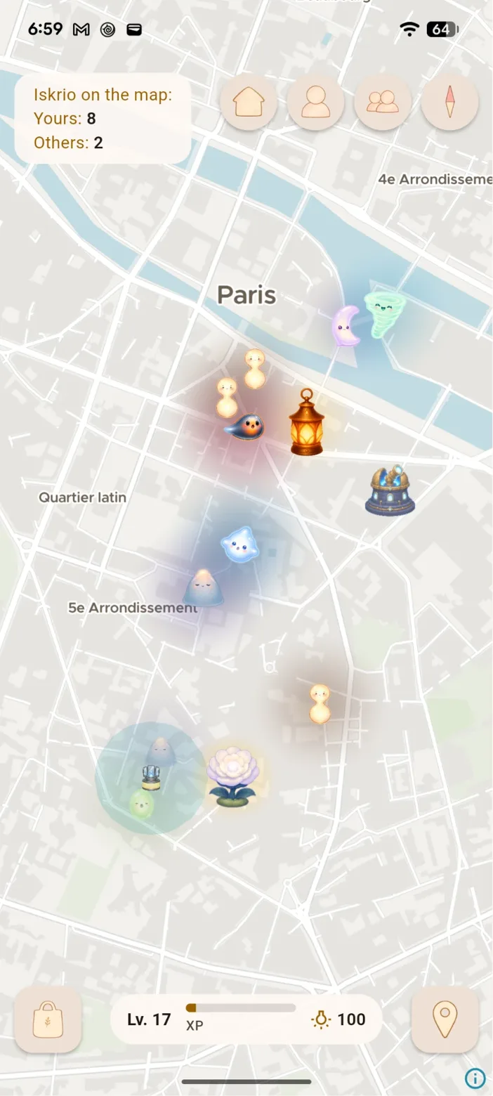 City map showing your Lamps and a couple from other Keepers